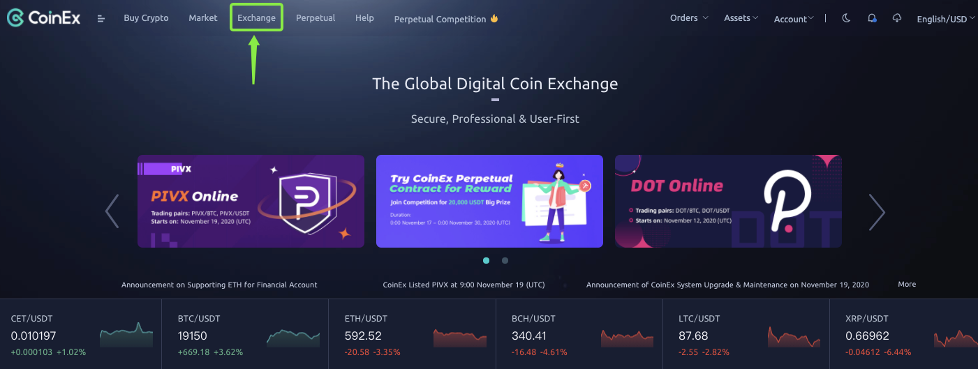 Jak provést spotové obchodování na CoinEx Jak provést spotové obchodování na CoinEx