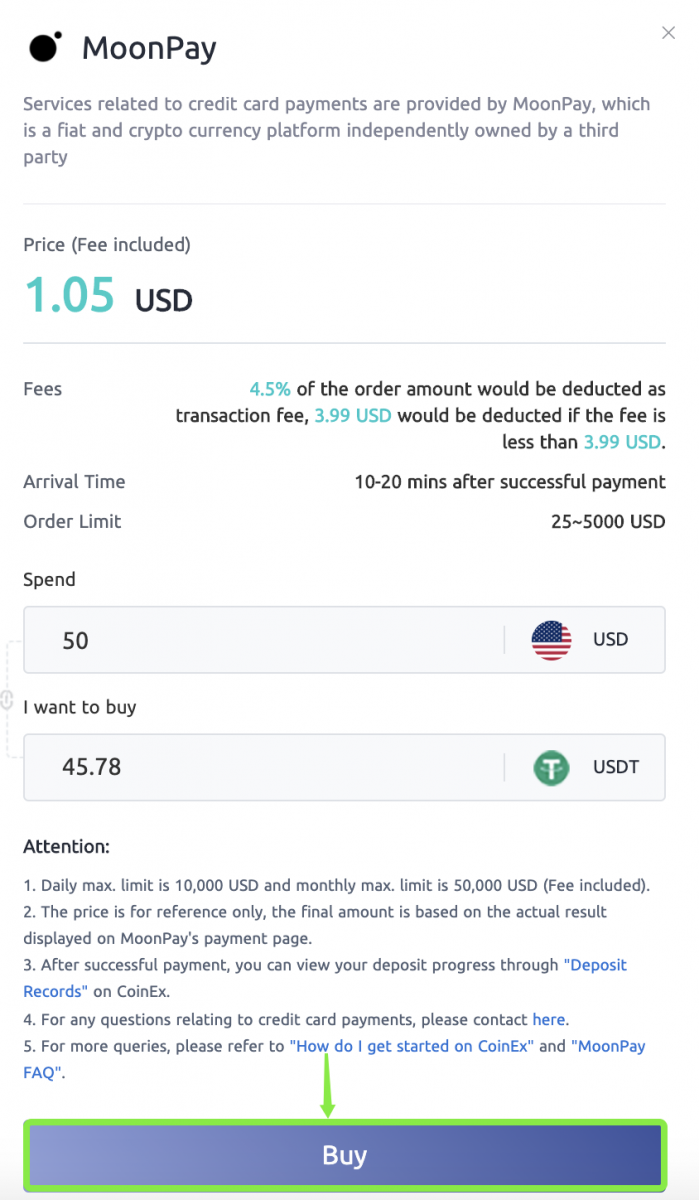 Як набыць Crypto праз Moonpay у CoinEx Як набыць Crypto праз Moonpay у CoinEx