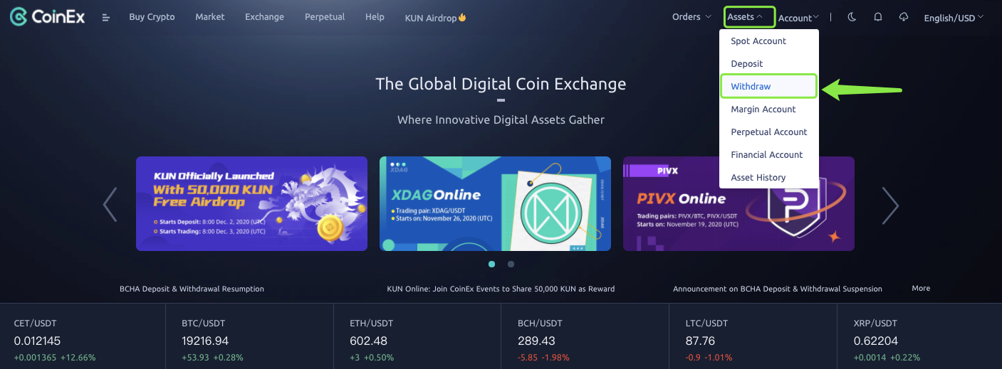 Ki jan yo konekte ak retire nan CoinEx