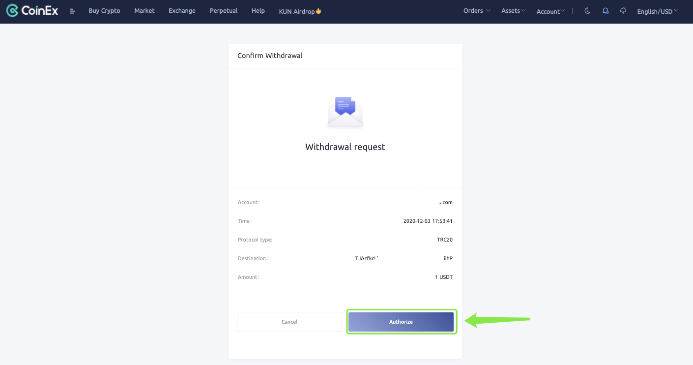 Ki jan yo konekte ak retire nan CoinEx