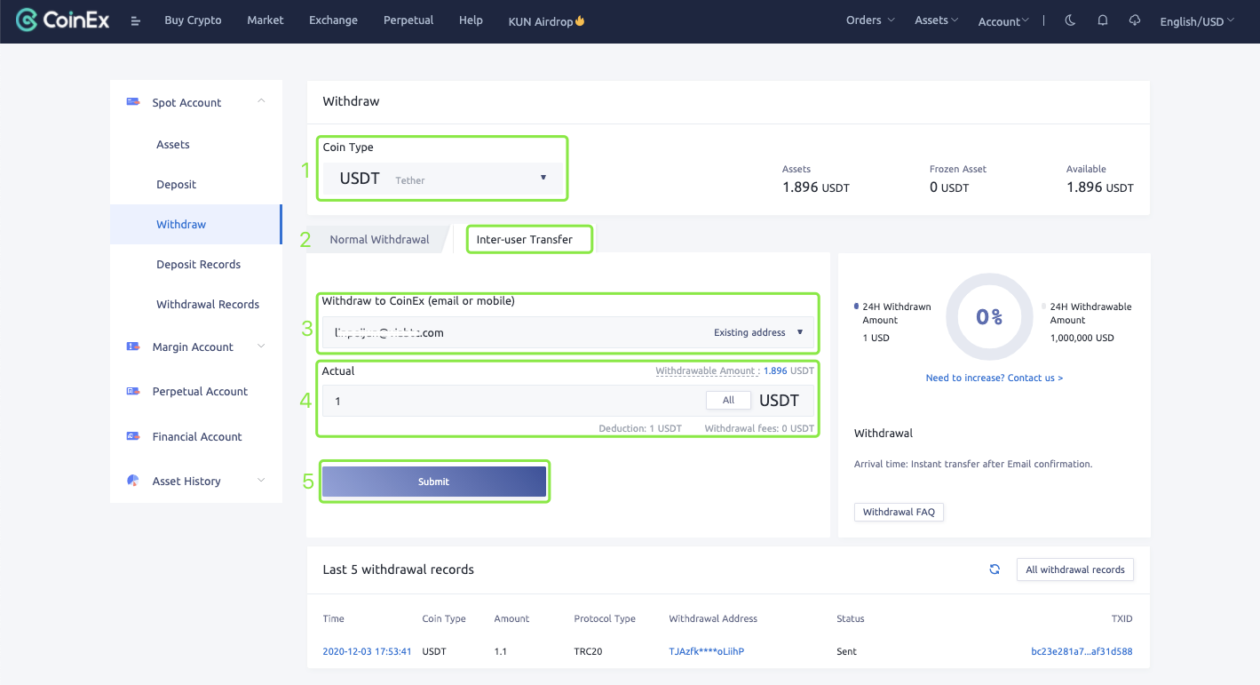 Ki jan yo konekte ak retire nan CoinEx